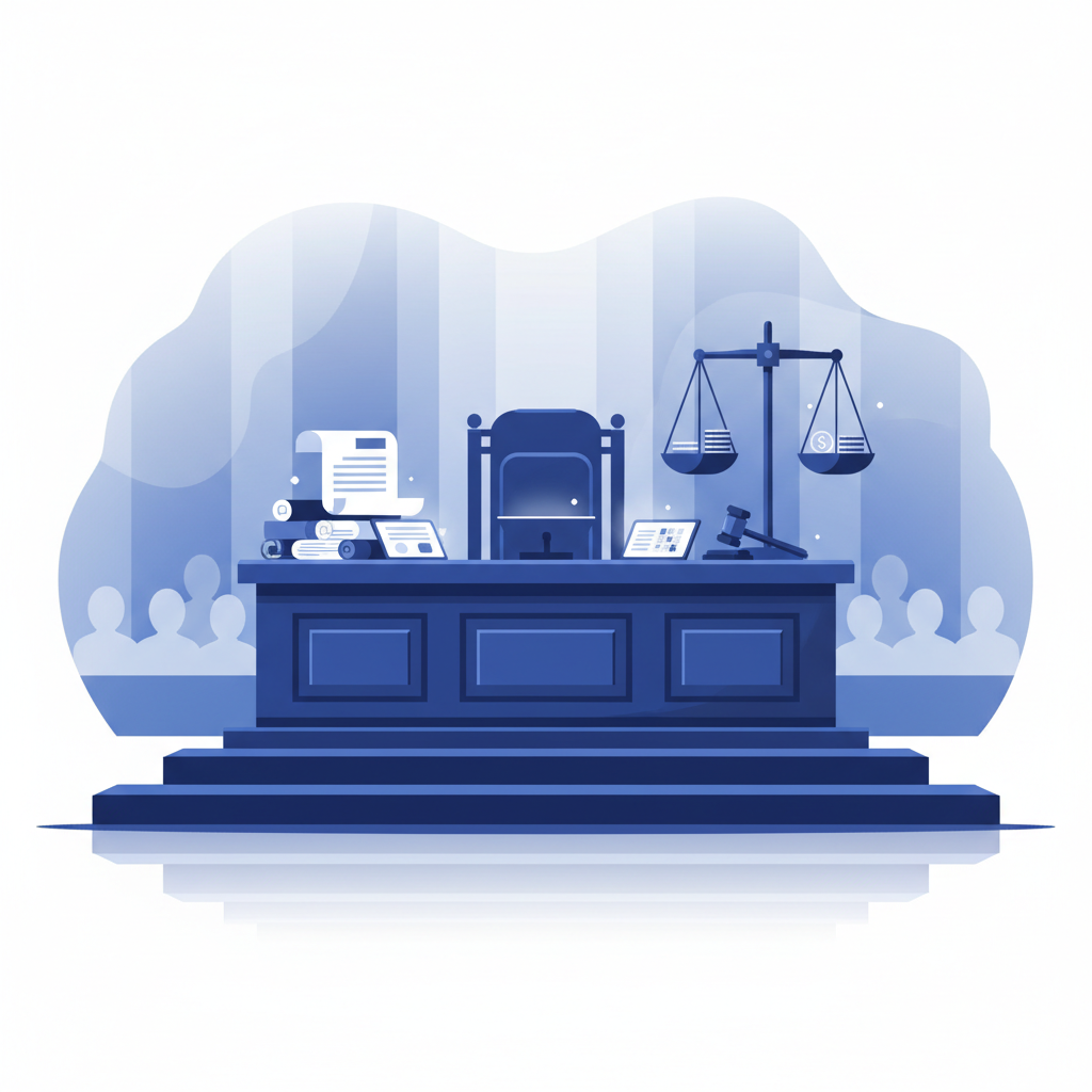 Illustration of legal proceedings in financial assessments
