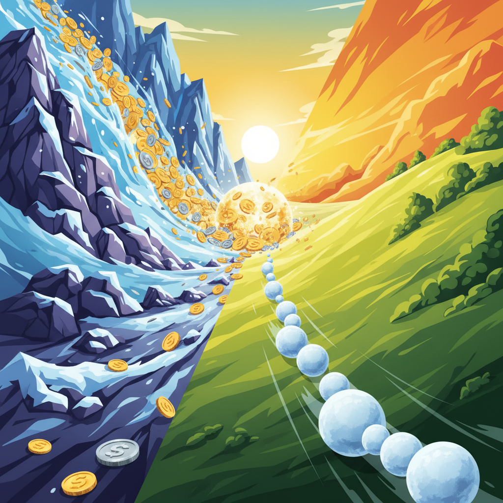 Illustration comparing debt avalanche and debt snowball repayment methods